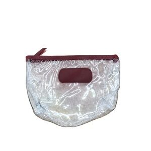 Jon Hart Clear Travel Makeup Pouch Mahogany Leather Trim Sydney Personalized I02